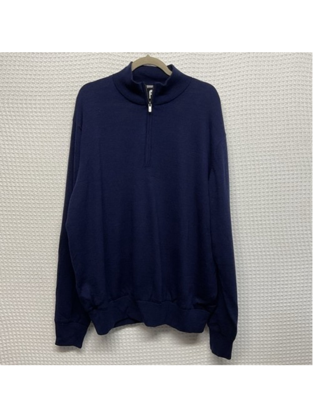 FootJoy FJ Blue Hand Logo Wool/Polyester 1/4 Zip Golf Sweater Jacket Men XL